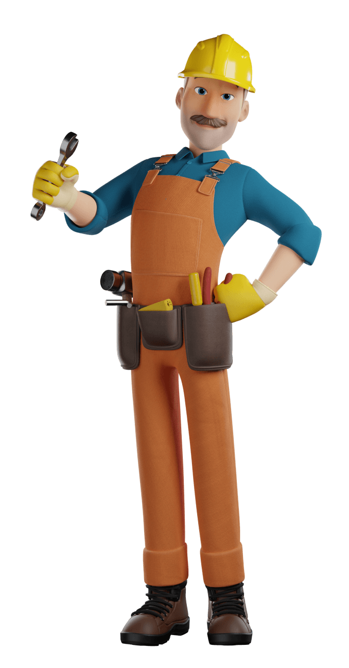 Worker with tool